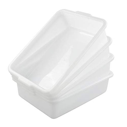 Kiddream Set of 4 Commercial Bus Box Tote, 13 Liter Large Plastic Bus Tub (White) - color: White, size: 13 Liter