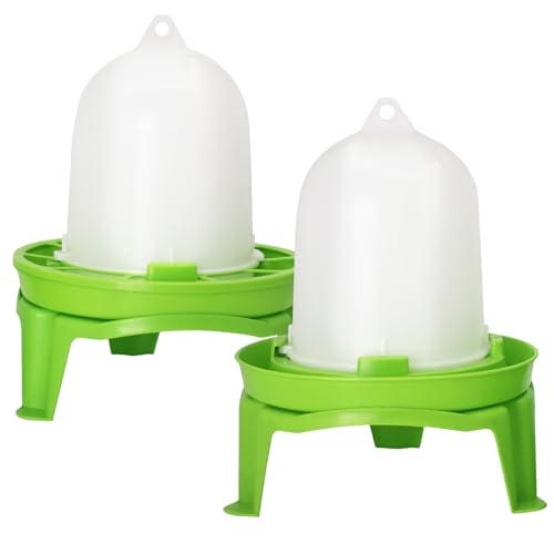 Chicken Feeder and Waterer Set, 3 Adjustable High-Legged Chassis | 1.5L Waterer and 1.5kg Feeder leak proof, Baby Chick Starter Kit Easy to Disassemble, for Ducks/Quail