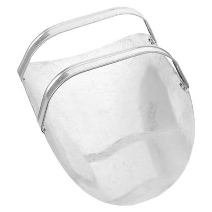 Thickened Metal Livestock Feed Scoop with Double Handles, Poultry Grain Shovel for Farm Use, Large Capacity Silver Utility Scoop for Animal Feed and Dry Food
