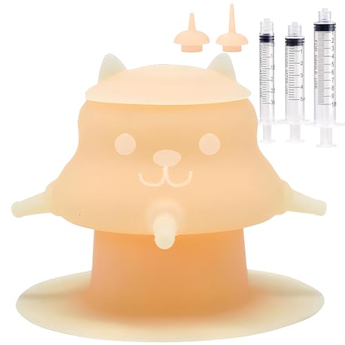 Puppy Milk Feeders for Multiple Nipples,Nipples Puppy Nursing Station with 4 Teats Soft Silicone Feeding Bottles for Puppies Kittens (Orange) - color: Orange