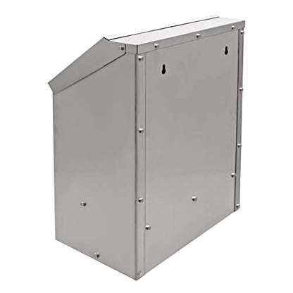 Galvanized Steel Chicken Feeders No Waste Poultry Feeder Rainproof Hanging Poultry Feeder Trough with Lid Holds 25lbs of Feed, No Assembly Required