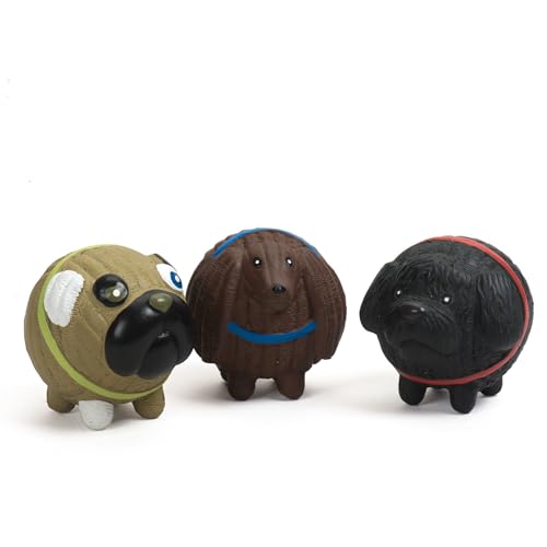 HuggleHounds Assorted Ruff-Tex Latex Ball Dog Toys - Dog Toys Rubber, Puppy Toys, Puppy Essentials, Pool Toy, Heavy Duty Squeaky Ball for Small, Medium & Large Dogs, All Breeds - HuggleMutt 3 Pack - size: Small, style: Variety
