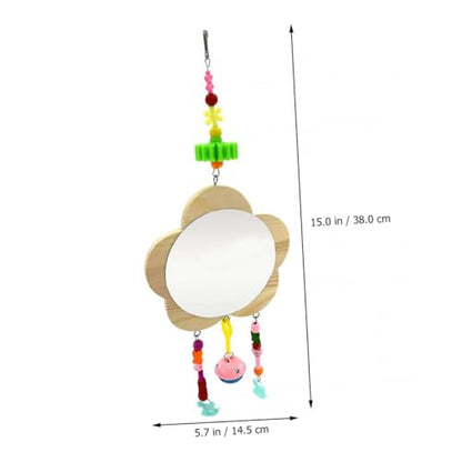 ibasenice Wooden Hanging Mirror Toy Bells for Chickens Engaging Pet Hen Activity and Playtime Fun Poultry Enrichment for and Chicken Cages