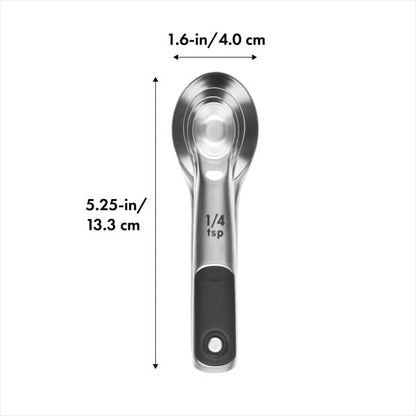OXO Good Grips 4 Piece Stainless Steel Measuring Spoons with Magnetic Snaps - size: 4 count, style: Spoons