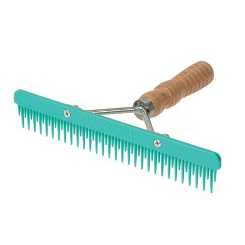 Weaver Livestock Fluffer Wood Handle Comb Aqua