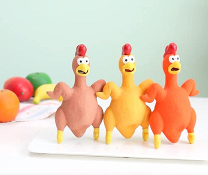 3-Pack Rubber Chicken Dog Toys with Squeakers - Loud Screaming Latex Toys for Small, Medium & Large Breeds - Ideal for Boredom - Busting and Interactive Fetch Play - color: Roast Chicken