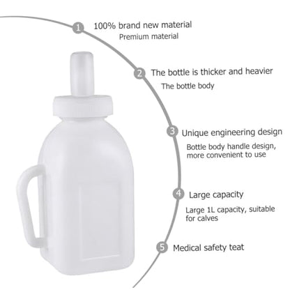 Abaodam 1Set Vertical Lamb Feeding Bottle with Silicone Nipples Durable Feeding Supplies for Farmers Suitable for Sheep Pigs Horses and More Capacity High Temperature