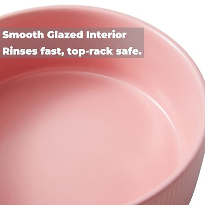 Guinea Pig Vegetable Bowl, Pink Ceramic 6 Inch Heavyweight Non-Tip Small Animal Food & Water Bowl – Wide Shallow Veggie Dish (~20 fl oz) for Chinchilla Rabbit Ferret