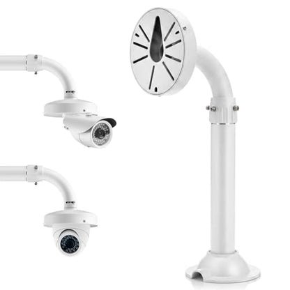 QWORK Universal Security Camera Mount Bracket, Adjustable J Type 15.7-23.6 inch Wall Mount for Dome CCTV/IP Cameras, Weatherproof Aluminum, Beige