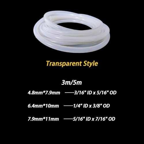 Pure Silicone Tubing, 1/4" ID x 3/8" OD x 10 FT, Flexible Food-Grade Tubing, High Temp Resistant, Multipurpose Tube For Home Brewing, Wine making, Aquaponics, Air Hose - size: 1/4" ID x 3/8" OD