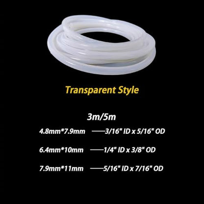 Pure Silicone Tubing, 3/16" ID x 5/16" OD x 10 FT, Flexible Food-Grade Tubing, High Temp Resistant, Multipurpose Tube For Home Brewing, Wine making, Aquaponics, Air Hose - size: 3/16" ID x 5/16"OD