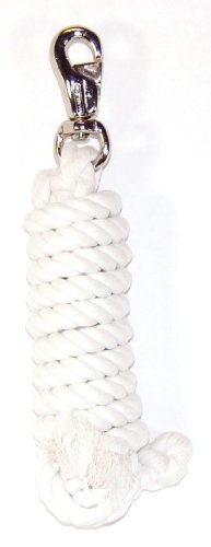 Hamilton Cotton Horse Lead Rope with Nickel-Plated Bull Snap, 10' Long by 3/4" Thick, White, Barn Horse Tack for Daily Use - color: White, size: 3/4" x 10'