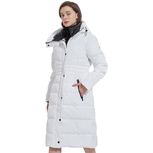 IKAZZ Women's Winter Coats, Thickened Warm Insulated Vegan Down Long Parka Jacket with Hood - color: White, size: XX-Large