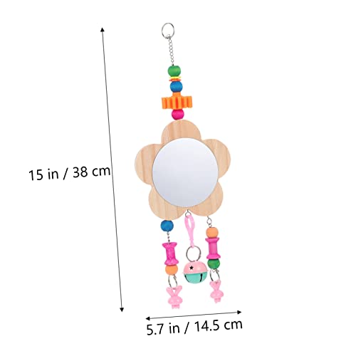 Happyyami Creative Wooden Chicken Mirror Toy Hanging Ring Enrichment Accessory for Hens and Roosters to Promote Curiosity and Exercise