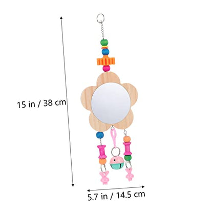 Happyyami Creative Wooden Chicken Mirror Toy Hanging Ring Enrichment Accessory for Hens and Roosters to Promote Curiosity and Exercise