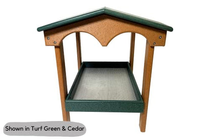 DutchCrafters Recycled Plastic Poly Large Covered Ground Fly Through Raised Platform Bird Feeder with Mesh Seed Tray - USA Amish Made (Milwaukee Brown) - color: Milwaukee Brown