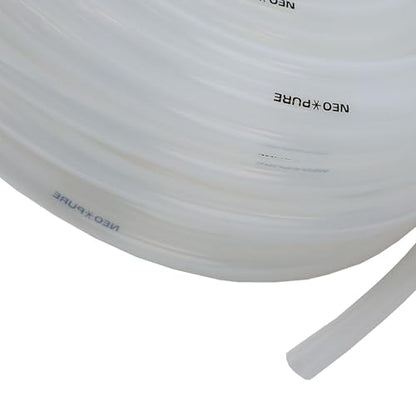 Neo-Pure Silicone Tubing – Clear Food-Grade Flexible Tube for Beverage, Dairy, and Food Processing Applications, Temperature Resistant, Non-Toxic, 1/8 Inch ID x 5/16 Inch OD, 100FT. Roll