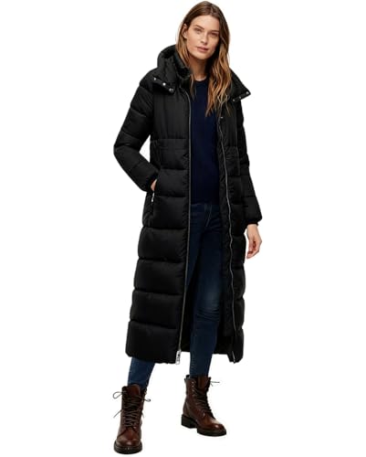 Womens Winter Maxi Long Parka Coats Puffer Down Quilted Jacket with Hood - color: Black-303, size: XX-Large