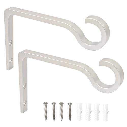 QIEGL Hanging Plant Bracket 6inch Al-Alloy Plant Hooks Silver Anodized Shepherds Hook Decorative Wall Plant Hanger for Hanging Lanterns, Bird Feeder, Flower Basket, Home Decor Indoor & Outdoor 2 Pack - color: Silver Anodized, size: 6in Aluminum Alloy