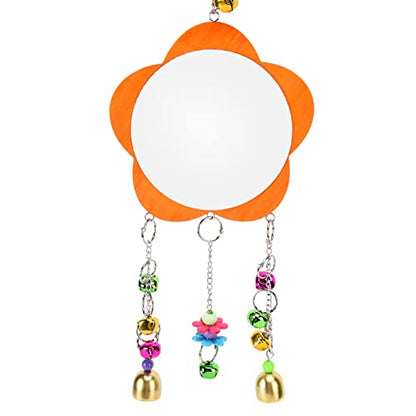 Yctze Pet Chicken Toy Mirror with Colorful Bell Chain - Rooster Mirror for Chickens, Interactive and Engaging Hanging Toy