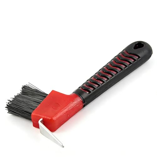 Horse Hoof Pick with Brush, 2-in-1 Hoof Pick for Horses with Soft Grip Rubber Handle, Grooming Brush Tool for Horse Grooming Supplies(Red) - color: Red