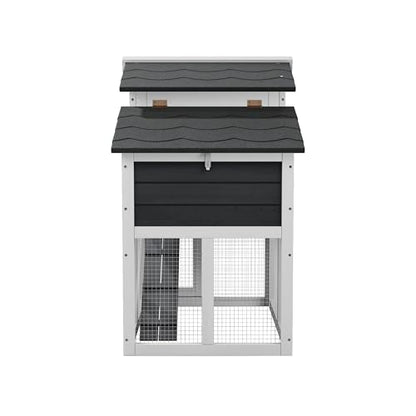 Chicken Coop, Chicken Run, Duck Coop Outdoor Chicken Coop for 2-4 Chickens Wooden Hen House Poultry Pet Hutch Run Cage (White) - color: White