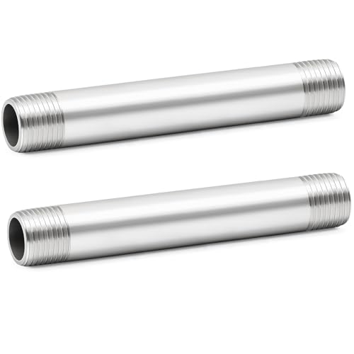 ChillWaves 304 Stainless Steel Pipe Fitting, Nipple Cast Pipe 1" NPT Male x 1" NPT Male Thread 6" Length(150MM)(2-PACK) - size: 1" NPT, style: 6" Length(150MM)