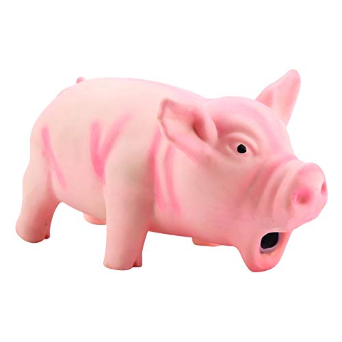 Dog Chew Squeaky Toy, Cute Pig Grunting Teething Toy for Puppies Small Dogs Latex Rubber Yellow 16 x 8 x 8 cm 1 Piece