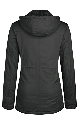 wantdo Women's Winter Coat Warm Anorak Parka Cotton Windproof Jacket with Removable Hood - color: Gray, size: Medium