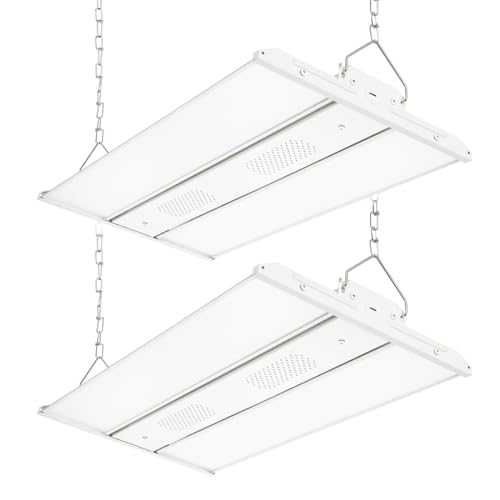 LED Linear High Bay Light 2 Pack 165W/110W/80W Power Tunable, 23100 Lumens 5000K 120-277V Dimmable 2FT, Commercial Linear Hanging Bay Lights for Warehouse Workshop Supermarket Stadium, ETL