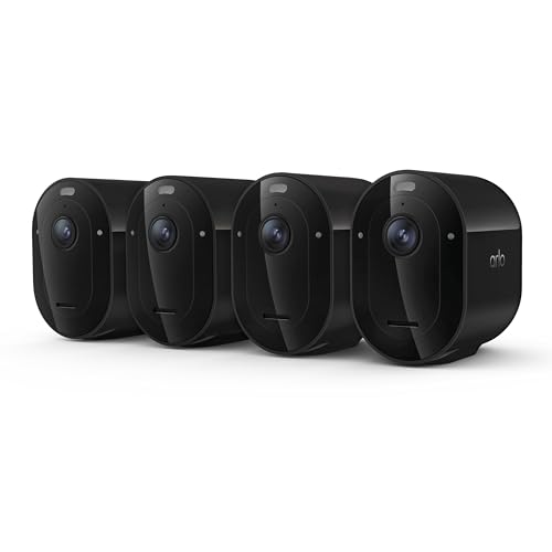 Arlo Pro Security Camera 2K HDR (6th Gen, 2025 Release) - Wireless Outdoor Camera, Rechargeable Removeable Battery, Event Captions, Emergency Response, 1-Month Trial of Secure Plan, 4 Cam, Black - color: Black, size: 4 Cameras, style: Standard Battery