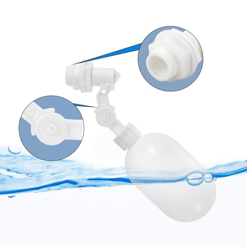 2 pcs Water Filter Float Ball Valve with 1/4 inch Quick Connect Push in to Connect Tube Fittings, Adjustable Plastic Float Valve for Aquarium Water Purifiers Reverse Osmosis System (White)