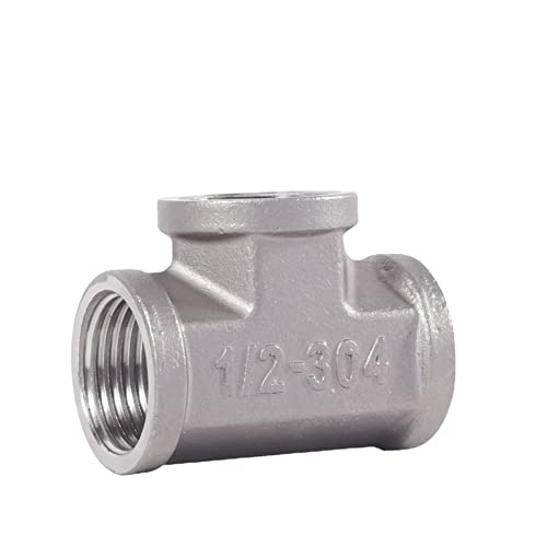 1/2" Stainless Steel Automatic Pig Nipple Water Drinker Feeder Waterer for Piglets, Growers Pack of 5pcs (1/2F Tee) - size: 1/2F Tee