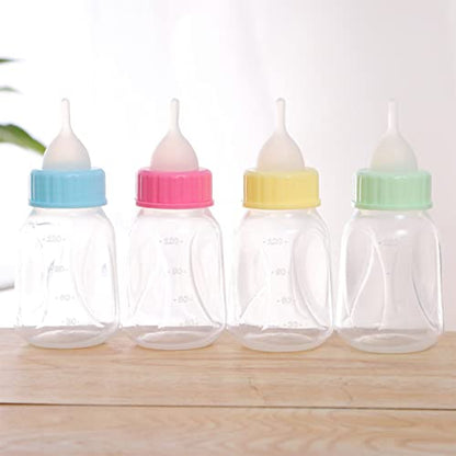 4 Pieces Pet Feeding Bottles Kit Newborn Small Animal Milk Bottle for Kitten Puppy Nursing Nipple Brush 4oz - color: Yellow