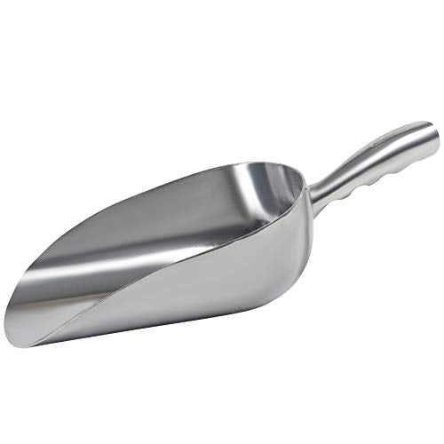 Cast Aluminum Utility Scoop, Round Bottom, ice scoop For Multi-Purpose Use, With Finger Groove Handle (85 oz) - size: 85 oz