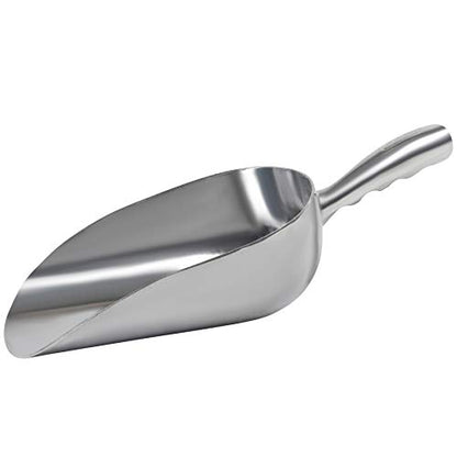 Cast Aluminum Utility Scoop, Round Bottom, ice scoop For Multi-Purpose Use, With Finger Groove Handle (85 oz) - size: 85 oz