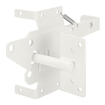 Self-Locking Gate Latch Heavy Duty Post Mount Automatic Gravity Lever for Wooden/PVC Fence, Door Lock with Fasteners Hardware for Secure Pool |Yard | Garden, Steel, White - color: White