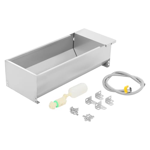 7.5L Water Trough for Livestock Self Filling Drinking Bowl with Float Valve & 3.28ft Hose 304 Stainless Steel Water Tank for Horse Goat Pig Cow Deer, Silver, Easy to Clean