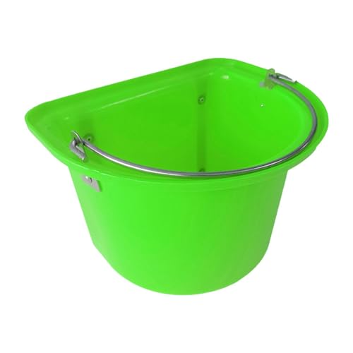 Horse Feeder Livestock Feeding Container Sturdy PP Metal Bucket Ergonomic Handle Portable Suitable for Ranch barn Stable Livestock Feeding, Green - color: Green
