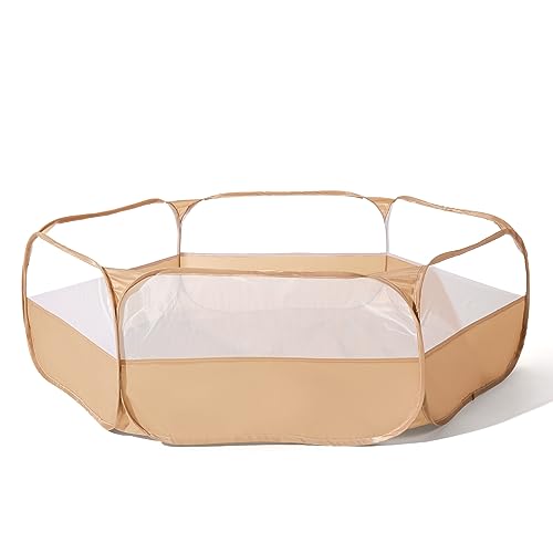 Foldable Ball Pit for Toddlers, Large Pop Up Ball Pits Kids Play Tent Crawl Playpen Ball Pool Playhouse Playpen with Storage Bag, for Boys Girls Dogs Cats Ferrets Indoor Outdoor, Khaki - color: Khaki
