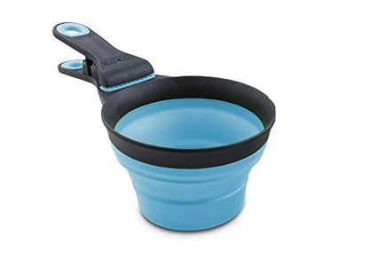 Dexas Popware for Pets Collapsible Klip Scoop, 3-in-1 Pet Food Scoop, Measuring Cup and Bag Clip, 2 Cup Capacity, Blue - color: Blue, size: 2 Cup Capacity