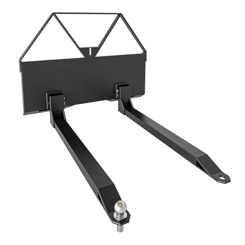 Heavy Duty Pallet Forks 2600 lbs Capacity, 46" Quick Attach Skid Steer Forks with Trailer Hitch Ball for Tractor Loader, Q235 Steel Fork Frame for Lifting Moving Towing for Farm Warehouse