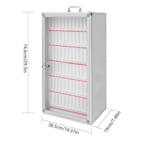 72 Slots Aluminum Alloy Pocket Chart Storage Cabinet,Cell Phones Storage Cabinet,Wall-Mounted with a Locked,Can be Carried by Hand