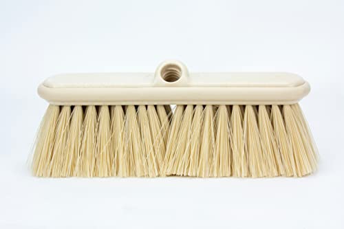 SPARTA Flo-Thru Heavy-Duty Deck Scrub Brush Nylon Bristled, Boat and Floor Scrub Broom with Protective Bumper for Floors and Large Equipment, Plastic, 9.5 Inches, Tan - color: Tan