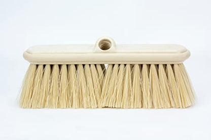 SPARTA Flo-Thru Heavy-Duty Deck Scrub Brush Nylon Bristled, Boat and Floor Scrub Broom with Protective Bumper for Floors and Large Equipment, Plastic, 9.5 Inches, Tan - color: Tan