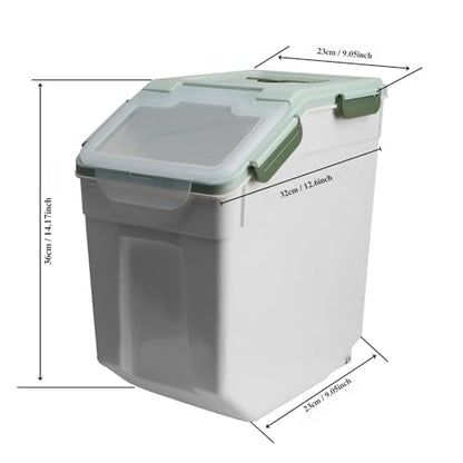 Large Flour Storage Container Bin 25lb, 4 Pack Airtight Rice Storage Containers with Wheels Seal Locking Lid, BPA Free, with Measuring Cup |Scoop, for Beans, Sugar, Grain, Dry Food - Green - color: 4Pcs 25LB Green