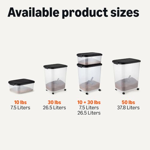 Amazon Basics Pet Food Storage Container Set, 30lbs and 10lbs with Scoop, for Dogs and Cats - size: 30lbs+10lbs