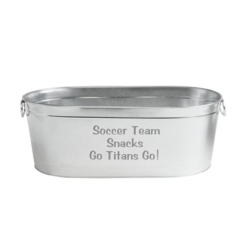Let's Make Memories Personalized Beverage Tub - Custom Beverage Tub - Unique Entertaining Essential - Galvanized Drink Tub - 20 ¾"L x 11 ¾"W x 7" H - 5.5 Gallons - color: 3 Line Message, size: Without Stand