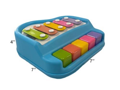 Small Piano for Dogs Pigs Rabbits Cats or Other Small Animals Musical Chimes to Earn A Treat Enrichment Toy - color: Blue - 7" X 7" X 4"