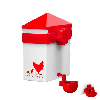 RentACoop 64oz (2 Liter) Automatic Drinker - BPA-Free Poultry Waterer with Auto-Fill Cup and Horizontal Nipple- Suitable for Chicks, Quail, Pigeons, Doves, and Other Smaller Birds